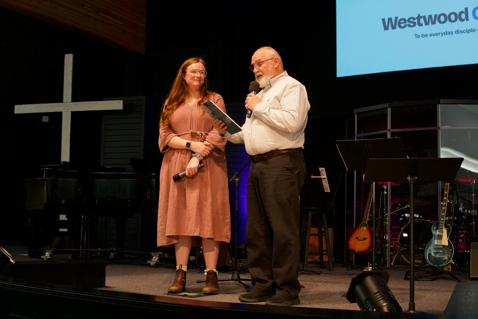 Emily and Ben Wiebe during Emily's commissioning on Next-Gen Sunday